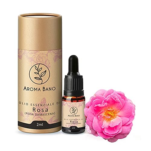 Olio Essenziale Di Rosa Damascena 2 ml Con Contagocce Al 100% Puro E Naturale Di Altissima Qualità Ideale Per i Cocktail E Bevande Al Bar E Tisane Naturali Difussori E Umidificatori E Aromaterapia