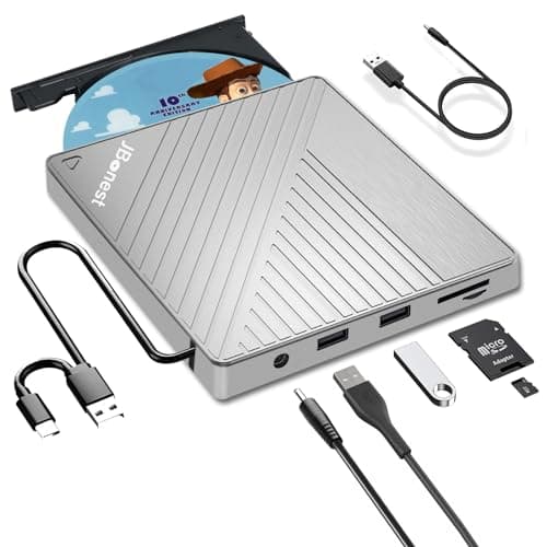 Lettore CD DVD Esterno per PC Portatile USB 3.0 Type-C, CD/DVD +/-RW Masterizzatore DVD Externo, Unità CD DVD Esterna Trasferimento Dati Veloce per Laptop,Desktop,MacBook,Win11/10/8/7/XP,Linux,Vista