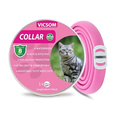 Collare Antiparassitario per Gatti, Collare Antipulci Gatto, Collari Antiparassitari per Gatti, 8 Mesi di Protezione Naturale Collare Gatto Antiparassitario Regolabile Impermeabile 18.8 Inches Rosa