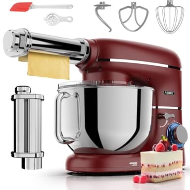 Fentic Impastatrice Planetaria con Macchina per la Pasta – 2000W – Robot da Cucina con Macchina per Pasta Fresca – Macchina Pasta - 6,2L Ciotola in Acciaio Inossidabile (Rosso)