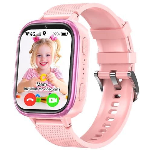 MOONKIDS Orologio Bambino, Smartwatch con SIM 4G Telefono, Orologio Intelligente per Ragazza e Ragazzo Regalo, SOS Smartwatch Impermeabile per Bambini, Regalo (Rosa)