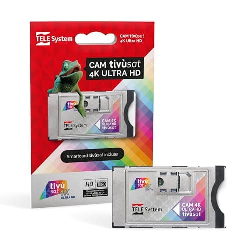 TELE System Cam Certificata tivùsat 4K Ultra HD per Guardare Canali in Alta Definizione e 4K. Slot Cam per TV e Decoder, Attiva Smartcard Inclusa. Serie A con DAZN su tivùsat.
