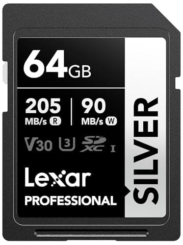 Lexar 64GB SD Card SILVER, fino a 205 MB/s in Lettura, Scheda di Memoria SDXC UHS-I, Classe 10, U3, V30, SD Card per Fotografi Professionisti, Videografi, Appassionati