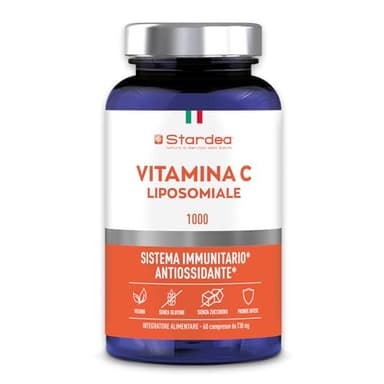 STARDEA VITAMINA C LIPOSOMIALE 1000 mg | 60 compresse | SISTEMA IMMUNITARIO | ANTIOSSIDANTE | Energia | Alto assorbimento | Rilascio prolungato | Senza glutine e Senza zucchero | Stardea