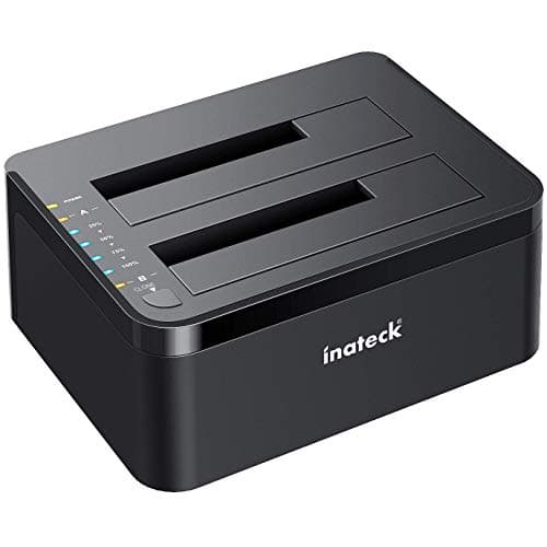 Inateck Docking Station hard disk USB 3.0 a SATA Dual-Bay per Hard Drive con funzione clonazione offline per HDD SSD 2.5/3.5 SATA (SATA I/II/III), compatibile con 2 x 20TB e UASP, Nero (SA02002)