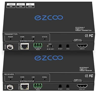 ROFAVEZCO HDMI Extender over Ethernet, 4k60 non compresso 18G/BPS su singolo Cat5/6 fino a 40m(165ft), RS232+POE+IR+HDCP2.2, HDR e Atmos, CEC, EDID Management.