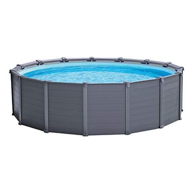 Intex 26384NP - Piscina Fuori Terra Graphite Gray Panel Rotonda, con Accessori, PVC, Grigio, 478x124 cm