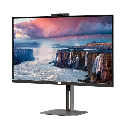 AOC Q27V5CW - Monitor da 27 Pollici QHD, Webcam, Speaker, Regolabile in Altezza (2560 x 1440, 75 Hz, HDMI, DisplayPort, USB-C, USB Hub) Nero
