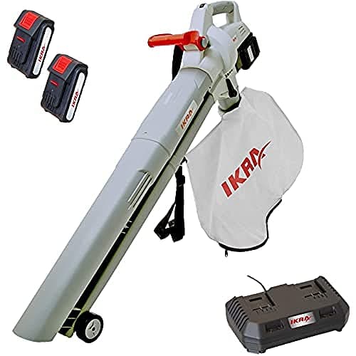 IKRA 3in1 aspiratore soffiatore trituratore a batteria ICBV 2/20, incl. 2 batterie e doppio dispositivo di carica rapida, Grigio/rosso.