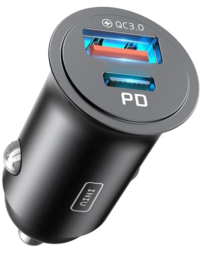 INIU Carica Batteria per Auto, 60W Total Presa Accendisigari USB C PD & QC 3.0 Fast Charging Caricabatterie, Caricatore Auto Compatibile con iPhone 16 15 14 13 12 Pro Max iPad Samsung S23 Tablet etc.