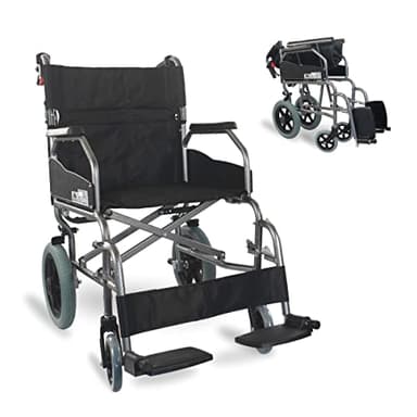 Mobiclinic, Sedia a rotelle, Museo, Di transito, Pieghevole, Alluminio, Freno sulle maniglie, Ortopedica, Poggiapiedi, Braccioli, Per anziani e disabili, Marcatura ce, Ultraleggera, Nero