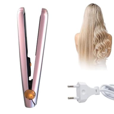 Piastra per capelli 2 in 1, Mini Raddrizzatore Portatile per Capelli, Piastra per Capelli in Ceramica Tormalina, per Casa o Salone (rosa)