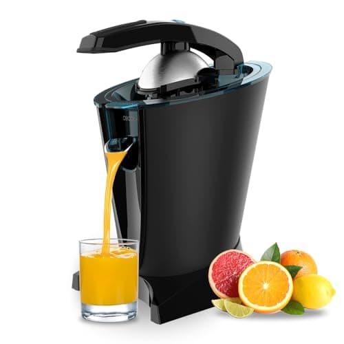 Cecotec Spremiagrumi elettrico a braccio EssentialVita Hyden 600. 600 W, Filtro in acciaio inossidabile, 2 Coni rimovibili, Leva di pressione, Sistema antigoccia, Lavabile in lavastoviglie