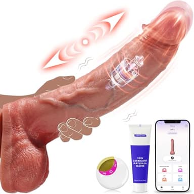 Dildo Realistico Vibratoreper Donna Professionale Clitoride, Vibratore Anale Sexytoysys Donna Coppia con App 8 Modalità Vibrazione Spinta Sex Toys Vibratoriper Donne Adatto all'Eserciz ZC