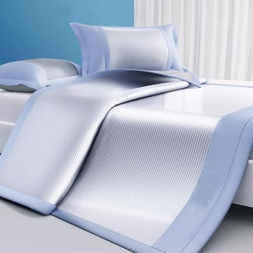 Materassino Estivo, Materassino Rinfrescante in Seta di Ghiaccio, Pieghevole Traspirante e Liscio Carbonizzato, Essenziale per la Camera da Letto(Blue,120cm x 200cm)