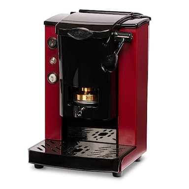 FABER COFFEE MACHINES | Modello Piccola Slot | Macchina caffe a cialde ese 44mm | Pressacialda in ottone regolabile (BORGOGNA | NERO)