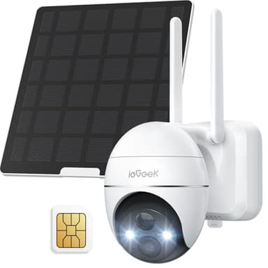 ieGeek 4G/3G LTE Telecamera da Sicurezza Esterna con Scheda SIM, 2K 360°PTZ Telecamera Senza Fili con Pannello Solare, Rilevamento del Movimento, Visione Notturna a Colori, IP66