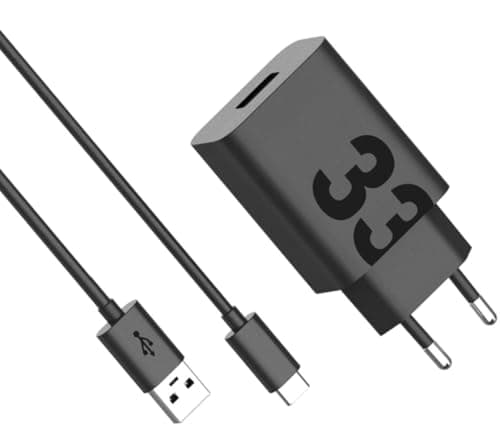 Audiosystem Carica Batterie Rapido per Motorola Originale da 33W Moto Edge 20 / Edge 30 / Edge 40 / Edge 50 Neo Pro Fusion Ultra Lite Con ingresso USB Type C Turbo Power Caricatore Blister Nero