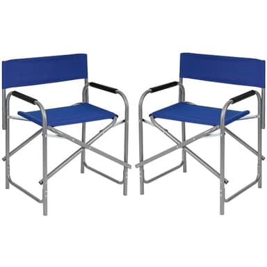 VIRSUS 2 Sedie da regista pieghevole in tessuto e alluminio 4722, misura 55x45x80 cm, Colore Blu, Poltroncina Portatile Spiaggia, Campeggio, Giardino, Terrazza