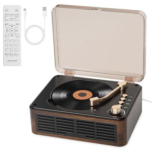 Gueray Lettore CD con Altoparlanti Suono Stereo HiFi, Lettore CD Vintage Bluetooth per Casa, Lettore CD in Legno Retro con Radio FM e Telecomando, Supporta Riproduzione USB/AUX/Type-C Ottimo per Audio