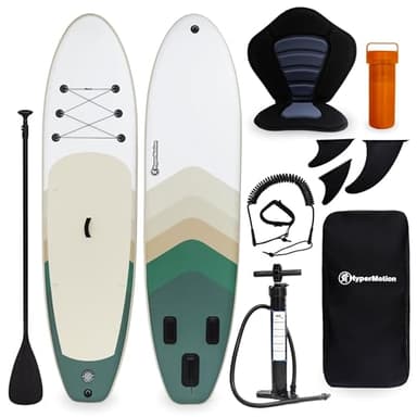 HyperMotion Tavola da SUP Gonfiabile 15 cm | Paddleboard Completo con Pagaia Regolabile, Seduta, Pompa e Borsa da Trasporto | Capacità Fino a 130 kg | Colore Verde