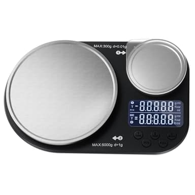 ACCT Bilancia da cucina a doppia piattaforma, bilancia digitale per alimenti, pesa fino a 5 kg e 300 g, bilancia digitale con padella in acciaio inox, ideale per cucinare, cuocere al forno e cibo