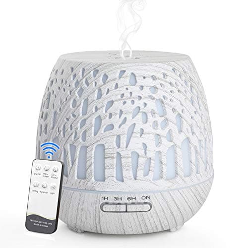Simpeak Diffusore di Oli Essenziali 400 ml,Umidificatore Diffusore di Aromi con Luce LED per Casa e Ufficio, Camera da Letto - Legno Bianco