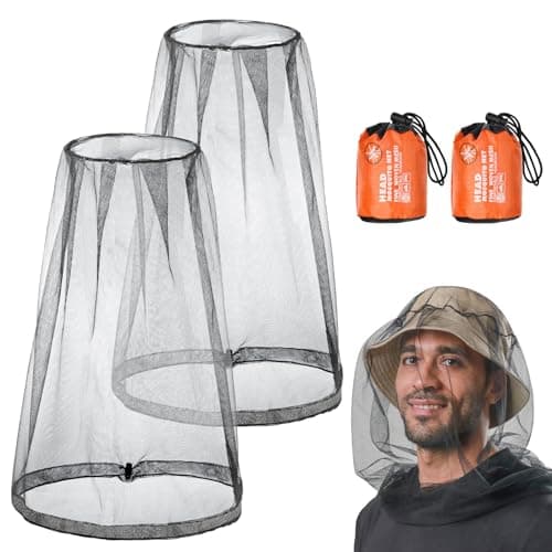 ACWOO Cappello con Zanzariera, 2 Pezzi Rete per la Testa, Zanzariera per Il Viso, Mesh Head Cover for Outdoor, Protezione per Il Viso per Campeggio, Escursionismo, Protezione da Insetti Zanzare