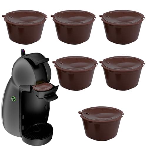 DONOONIS Capsule Ricaricabili Dolce, 6 Pezzi Capsula di Caffè Riutilizzabile, Compatibile con Dolce Gusto, 45ml di Caffè Macinato, PP Alimentare