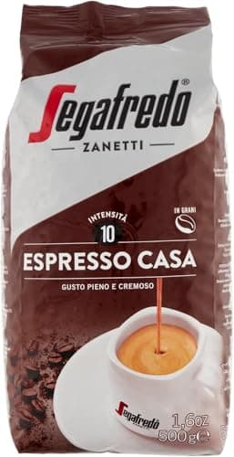 Segafredo Zanetti Caffè in Grani Espresso Casa (Confezione 500 Grammi) - Adatto per Moka - Linea Le Classiche, Chicchi di Caffè a Tostatura media, Gusto pieno e cremoso
