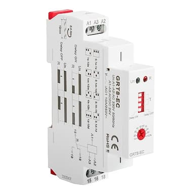 Jadeshay Relè Temporizzato,AC220V/DC24V Rele a Tempo di Ritardo Temporizzatore Timer Funzione Singola Relè Ritardato Tempo di Ritardo Rele Montaggio su Guida DIN GRT8-EC
