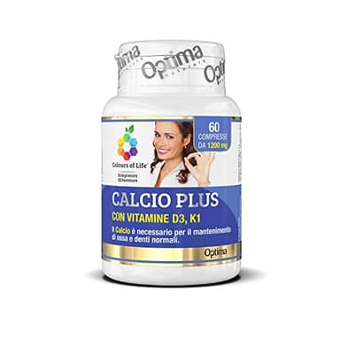 Calcio Plus - Integratore di Calcio - per Mantenimento di Ossa e Denti - Senza Glutine, per vegetariani 60 Compresse Colours Of Life