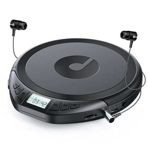 Gueray Lettore CD Portatile Hifi con display stereo cd Lettore CD con cuffie Supporto PROG ASP Funzione di memoria Funzione di ripetizione Effetto sonoro