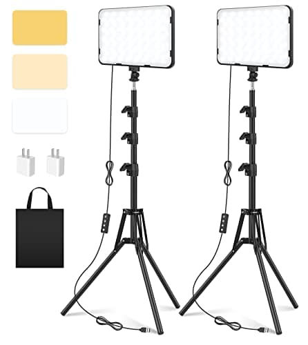 Unicucp 2 Kit di Luci Led per Video con Supporto a Treppiede di 160cm, Luce da Studio da 2500 a 8500K, Illuminazione per Fotografia Foto di Prodotti, Youtube la Registrazione Video Streaming di Gioco