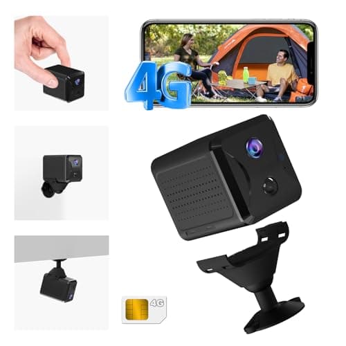 UCOCARE Mini Telecamera con SIM 4G da Interno Senza Fili, Batteria 5200mAh, FHD Portatile Mini Telecamera 4G Senza WiFi, AI Rilevazione Moviment Allarme, Visione 160°, 10m Visione Notturna