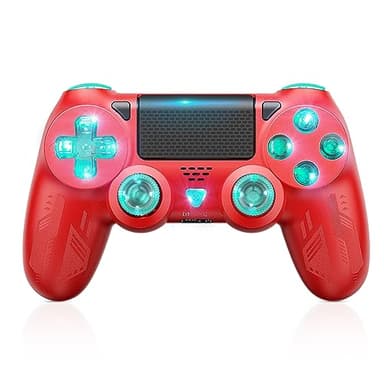 Lapezei Controller Wireless per PS 4 con Illuminazione RGB, Joystick Controller di Gioco a Doppia Vibrazione con Turbo e Jack Audio da 3,5 mm/LED/Touchpad, Compatibile con PS4/Pro/Slim/PC