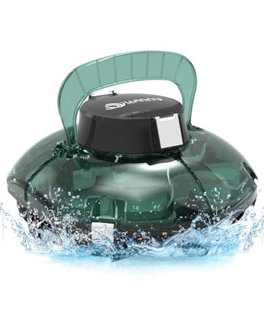 WINNY POOL CLEANER Winny 200 Robot Piscina, Piscina Senza Fili con Batteria, Autonomia 75 Min per Piscine Fuori Terra 60 m², Doppia Filtrazione, Parcheggio Automatico (Trasparente Verde-Bianco)