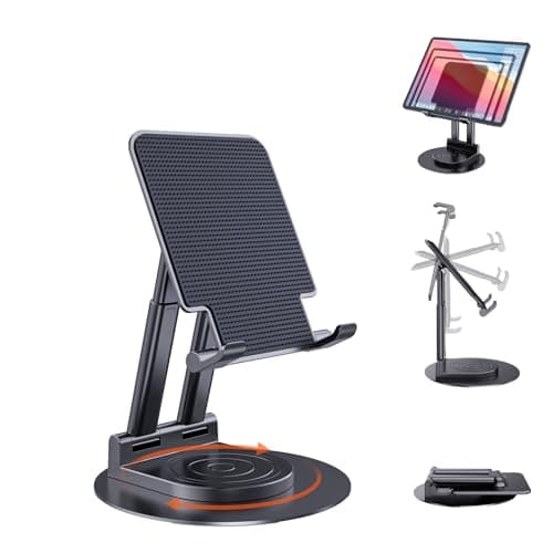 BHHB Supporto Tablet, Porta Tablet Telefono Supporto Tablet Regolabile con 360 Gradi Rotante Base, Per iPad/Pro/Air/Mini, iPhone, Huawei, Galaxy, Kindle/Smartphone e altro ancora 4.7"-15.6" - Nero