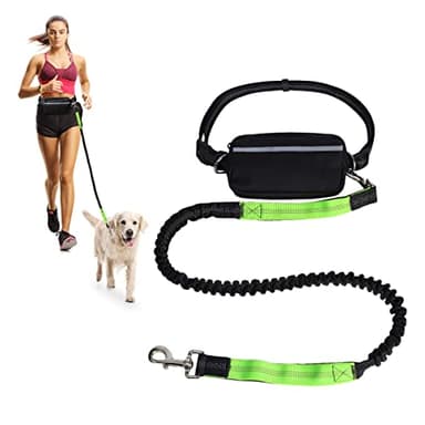Guinzaglio per cani a mani libere, guinzaglio da corsa per cani con borsa per cacca, cintura regolabile in vita riflettente per cani di piccola e media taglia per corsa, passeggiate, ciclismo