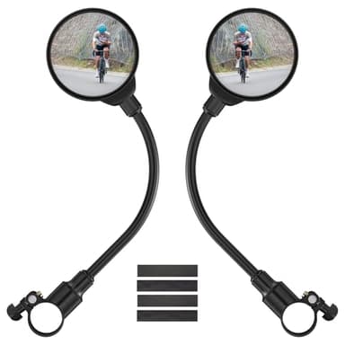 Gvolatee 2 Pezzi Specchietto Bici Elettrica, 360° Ruotabile Specchietti Bici, Specchietto Retrovisore per Bicicletta, Specchio per Scooter Elettrico per Manubrio 22-32mm, Tondo HD Specchi Bici(Nero)