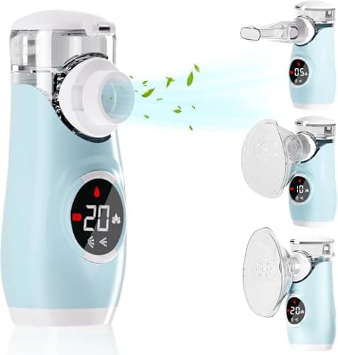 Lutranstra Aerosol Portatile Silenzioso Digitaler - Macchina Aerosol per Adulti e Bambini, Nebulizzatore Portatile Ricaricabile con 2 Maschere e Boccaglio per Uso Domestico e in Viaggio