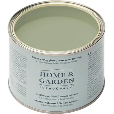 TecnoChalk® Home & Garden Nuova Chalk Paint Extra Forte - Non Richiede Finitura – Ricolora Senza Carteggiare Casa e Giardino - Vernice tutto-in-uno - Senza Solventi - Colore Salvia (500 ml)