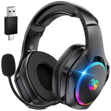Tatybo Cuffie Gaming Wireless per PC/Ps5/Ps4, Cuffie Wireless con 2,4 GHz+Bluetooth 5.4 Dual Mode, Suono Surround 7.1, Durata 40 Ore+