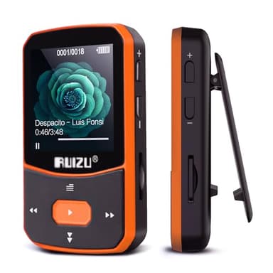 Lettore MP3 da 64 GB Lettore musicale sportivo Bluetooth 5.0 con clip con schermo a colori TFT da 1,5 pollici, supporta una scheda SD fino a 128 GB, con tasto volume indipendente, radio FM