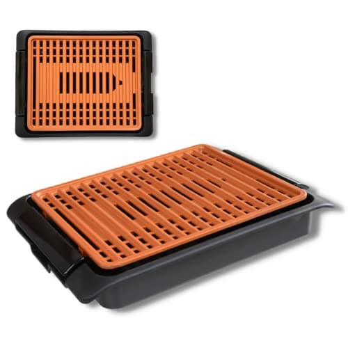 Griglia Elettrica Senza Fumo STARLYF Smokefree Grill Cooper, Nuovo design, 1250W, Griglia No Fumo Carne Pesce e Verdure Grigliate Cucina Barbecue (Griglia Elettrica Rame)