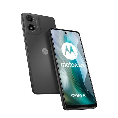 Motorola Moto e14 (2/64GB, batteria 5000 mAh, display 6.56'' HD+ 90Hz, fotocamera 13MP, processore UNISOC T606, Dual SIM, Android 14(Go edition), Charcoal Grey