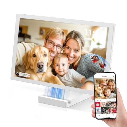 Cornice Digitale WiFi NGTeco 10.1", Ricaricabile Senza Fili con Batteria 5000mAh, Base Wireless, Schermo Touch IPS HD, Rotazione Automatica, Condivisione con App Frameo