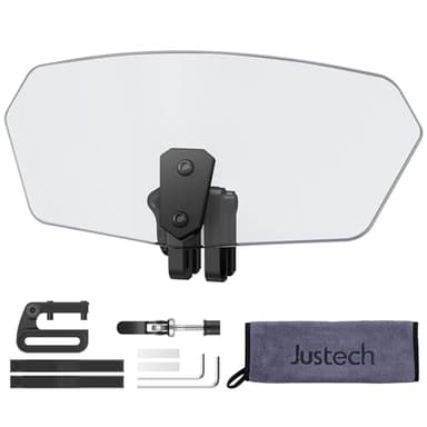 Justech Parabrezza Moto Spoiler di Estensione Parabrezza del Vento con Clip Regolabile Cupolino Spoiler Parabrezza Prolunga Deflettore Universale per Moto -Staffa Nera