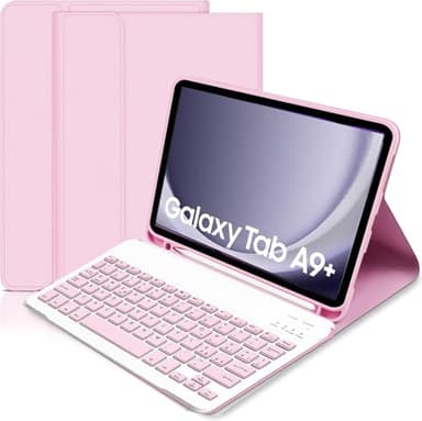 Custodia con Tastiera per Samsung Tab A9+/ A9 Plus 11", Samsung A9 Plus Tablet Tastiera, Cover Tastiera Italiano Bluetooth Rimovibile per Samsung Galaxy Tab A9+ 2023 11 Pollici SM-X210/X216/X218, Rosa