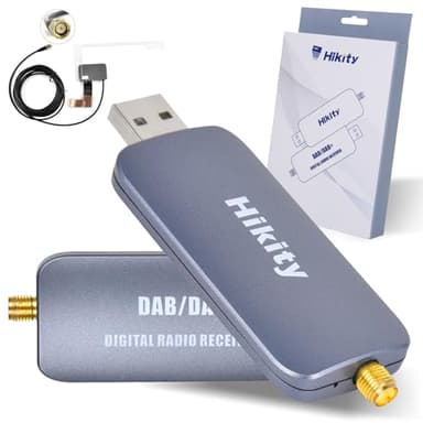 [2025 Nuovo] Hikity DAB/DAB+ Adattatore, DAB Dongle in Macchina Ricevitore Radio Digitale USB 2.0 Stick con Antenna Auto per Android Autoradio